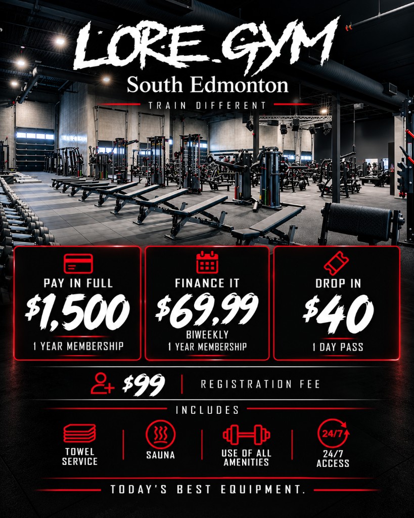Iron Lore Gym South Edmonton floor and regular membership rates